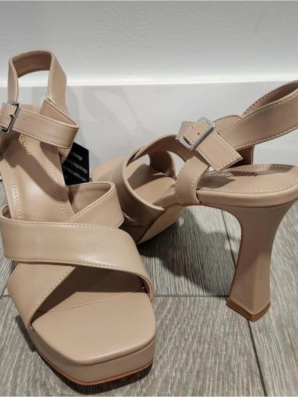 Beige Platform Strappy High-Heel Sandals - Women worn once. Like new